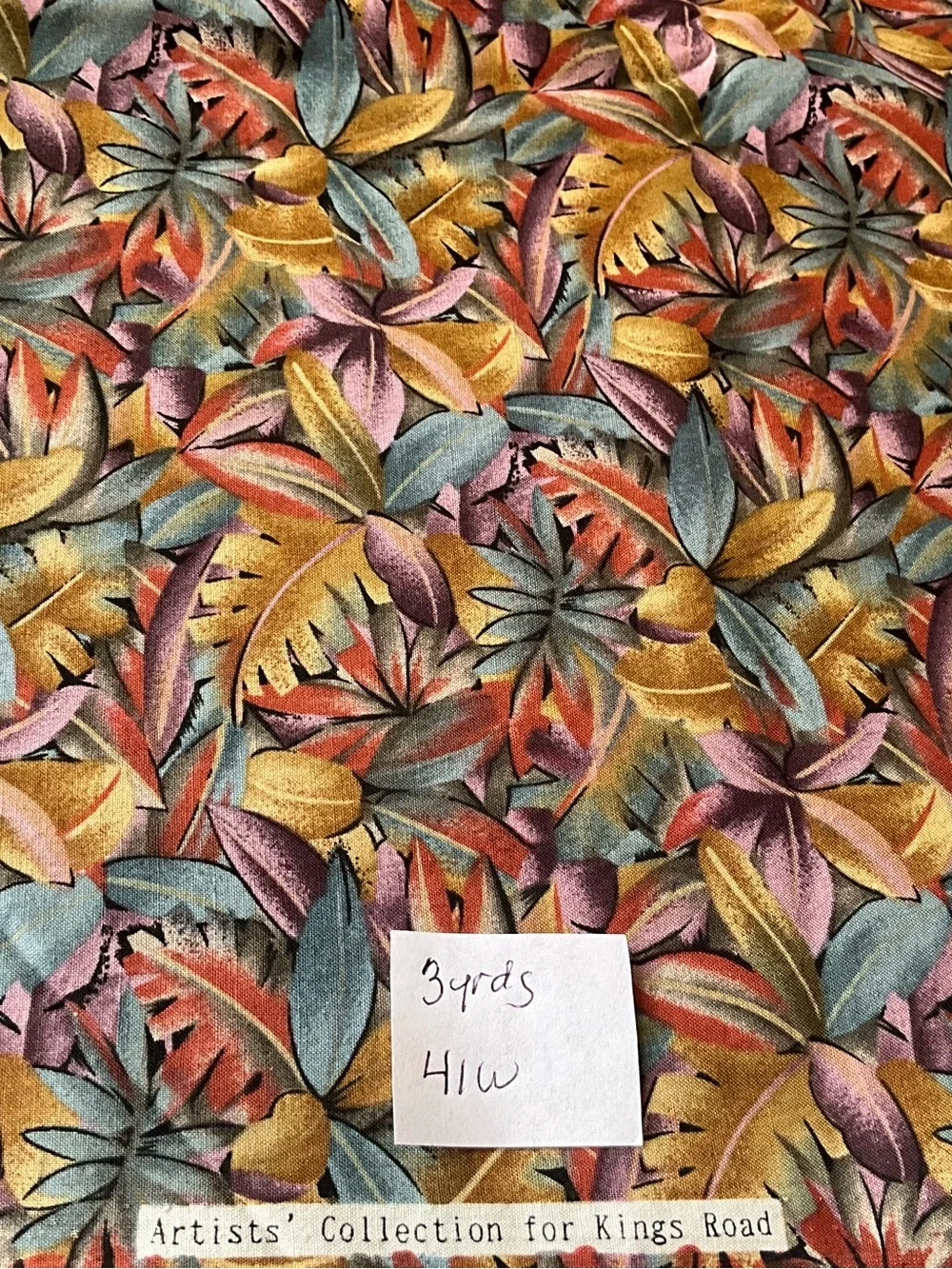 Quilting Sewing Craft Fabric Artists Collection For Kings Road Leaves Gold Green